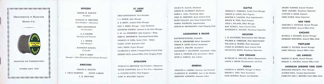 1957 broderick and bascom employee list