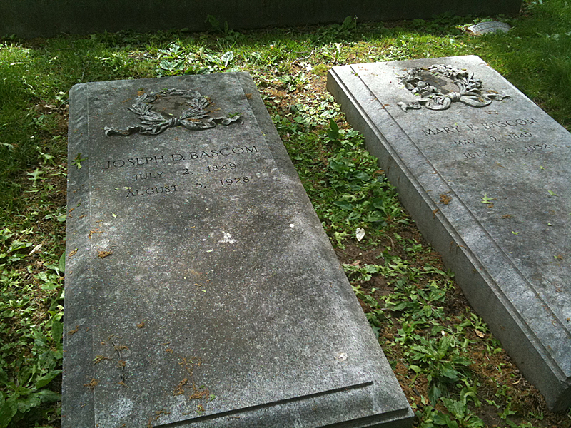 joseph d bascom and wife burial plot