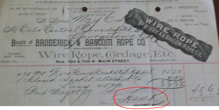 james j hawk signed a broderick and bascom invoice as a bokkeeper