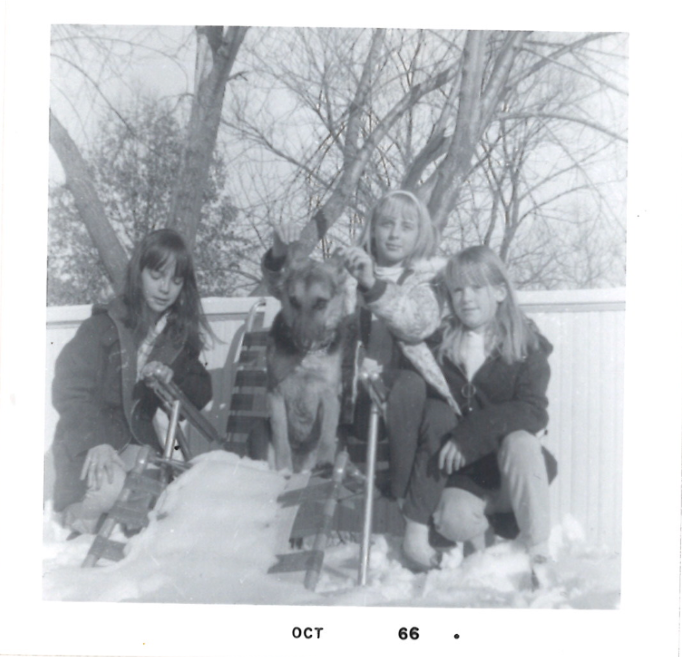 Jane with her dog Vicky and the neighbor girls
